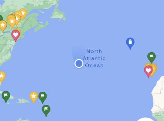 Map during the Atlantic crossing
