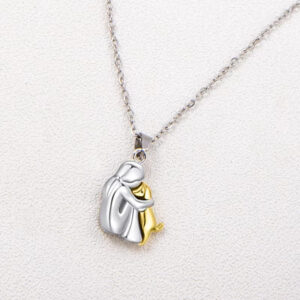 Silver & Gold Hugging Puppy Necklace - Perfect for Pet Lovers
